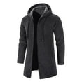 thumbnail image 1 of IYTR Men's Winter Warm Long Sleeve Hooded Drawstring Thicken Fleece Cardigan Sweater Coat Outwear with Pockets Gray XXL, 1 of 6