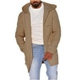 thumbnail image 1 of IYTR Men's Winter Warm Long Sleeve Turn-Down Collar Button Down Hooded Wool Blend Overcoat Trench Coat Jacket with Pockets Khaki M, 1 of 6