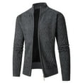 thumbnail image 1 of IYTR Men's Winter Warm Thick Knitted Cardigan Sweater Stand Collar Long Sleeve Full Zip Coats with Pockets Dark Gray XL, 1 of 1