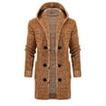 thumbnail image 1 of IYTR Men's Winter Warm Thick Knitted Wool Blend Long Sleeve Outwear Toggle Turn-Down Collar Cardigan Sweater with Hood Pockets Coat Khaki XXXL, 1 of 1