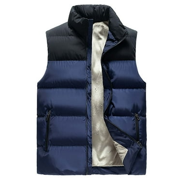 IYTR Men's Winter Warm Vest Sleeveless Stand Collar Solid Color Zipper Pockets Waistcoat Outwear Coats