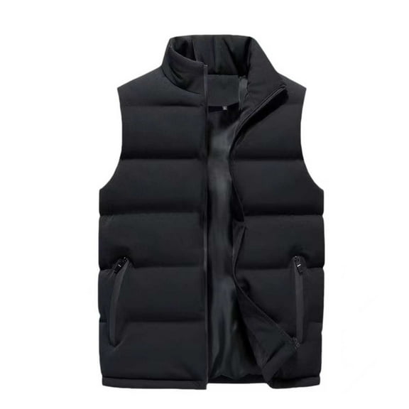 IYTR Men's Winter Warm Vest Stand Collar Sleeveless Zipper Pockets Lightweight Puffer Waistcoat Outerwear Black M