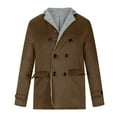thumbnail image 1 of IYTR Men's Winter Warm Wool Blend Peacoat Double Breasted Notched Lapel Long Sleeve Outwear with Two Welt Pockets Khaki XL, 1 of 1