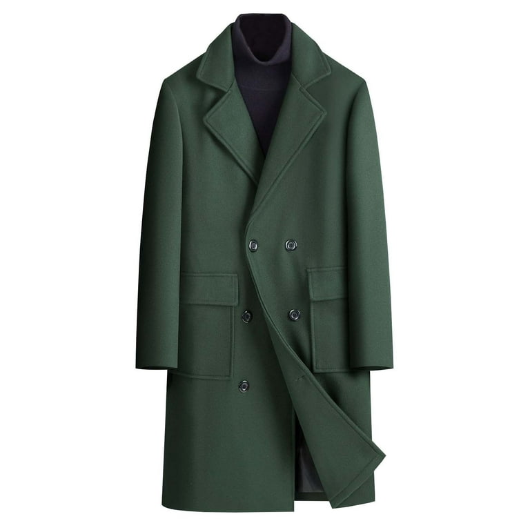 IYTR Men's Wool Overcoat Double Breasted Trench Coat Winter Warm