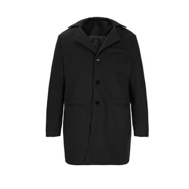 IYTR Men's Wool Peacoat Winter Warm Long Sleeve Classic Trench Coat Button Up Outerwear Jacket Black M