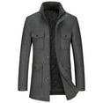 thumbnail image 1 of IYTR Men's Wool Winter Coat Warm Thicken Overcoat Long Sleeve Jacket Stand Collar Pockets Outerwear Gray S, 1 of 3
