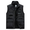 thumbnail image 1 of IYTR Men's Work Clothes Jacket Sleeveless Jacket Zipper Stand-up Collar Coat Outdoor Sports Photography Leisure Coat with Pocket Solid Color Black-A XXXL, 1 of 3