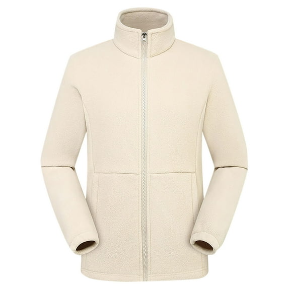 IYTR Men's Zip Up Fleece Jacket Long Sleeve Outdoor Warm Coats Fashion Casual Hiking Jackets with Pockets Outwear (Khaki,XL)