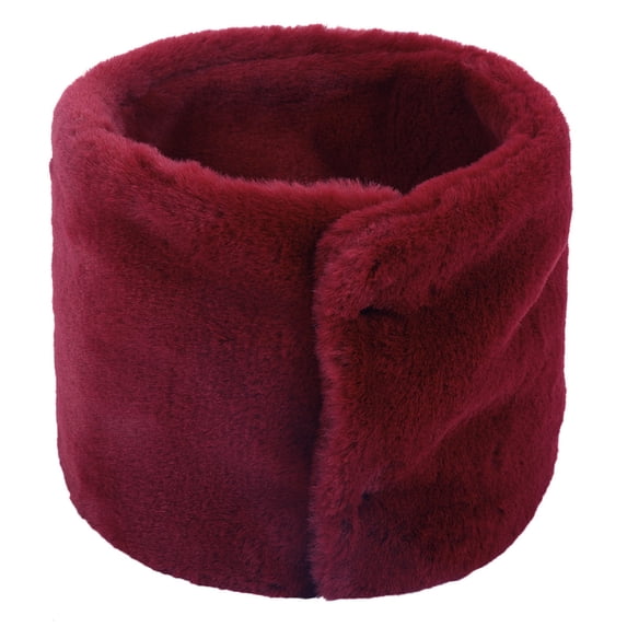 IYTR Mens And Womens Winter Warm Solid Color Neck Warmer Soft Fuzzy Loop Scarf Warm Tube Scarf Red Free Size