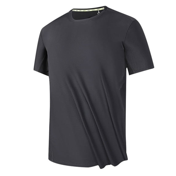 IYTR Mens Athletic Shirts Pullover Round Neck Short Sleeve Shirts Solid Color T-shirts Thin Loose Workout Shirts Black XXXXXL
