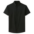 thumbnail image 1 of IYTR Mens Athletic Shirts Short Sleeve T Shirts Summer Solid Color Fashion Button-up Round Neck T-shirts Loose Outdoor Athletic Shirts Black XXXXXXL, 1 of 6