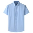 thumbnail image 1 of IYTR Mens Athletic Shirts Short Sleeve T Shirts Summer Solid Color Fashion Button-up Round Neck T-shirts Loose Outdoor Athletic Shirts Light Blue L, 1 of 5
