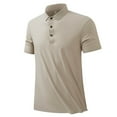 thumbnail image 1 of IYTR Mens Athletic Shirts Summer Button Up Turndown Collar Casual Solid Color Comfy Fashion Short Sleeve T Shirts Hikking Fishing Shirts Beige L, 1 of 6