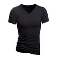 thumbnail image 1 of IYTR Mens Athletic Shirts Summer Comfy Solid Color Fashion Short Sleeve T Shirts V Neck Casual Slim Fit Athletic T Shirts Black M, 1 of 4