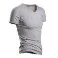 thumbnail image 1 of IYTR Mens Athletic Shirts Summer Comfy Solid Color Fashion Short Sleeve T Shirts V Neck Casual Slim Fit Athletic T Shirts Gray L, 1 of 4