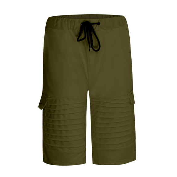 IYTR Mens Athletic Shorts Cargo Shorts Elastic Waist Drawstring Sports Shorts with Pocket Hiking Shorts Casual Sweatpants Solid Color Summer Outdoor Workout Shorts (Green,M)