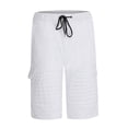 thumbnail image 1 of IYTR Mens Athletic Shorts Cargo Shorts Elastic Waist Drawstring Sports Shorts with Pocket Hiking Shorts Casual Sweatpants Solid Color Summer Outdoor Workout Shorts (White,M), 1 of 7