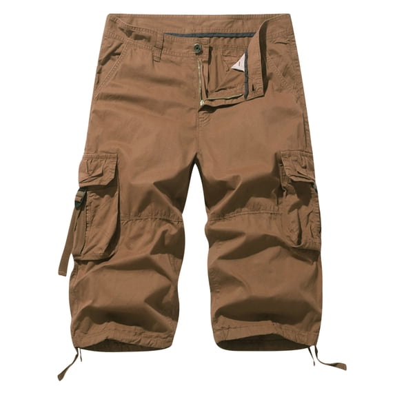 IYTR Mens Athletic Shorts Cargo Shorts Zipper Button Pockets Outdoors Sports Shorts Casual Hiking Shorts Sweatpants Solid Color Summer Workout Shorts (Yellow,XL)