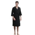 thumbnail image 1 of IYTR Mens Bathrobe Solid Color Shawl Collar Robe Waffle Thin Robe In Spring And Summer Black XL, 1 of 2