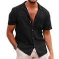 thumbnail image 1 of IYTR Mens Beach Shirt Summer Short Sleeve Button Down Shirts Casual Solid Color Lapel Vacation Tropical Shirts Black XXXL, 1 of 4