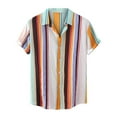 thumbnail image 1 of IYTR Mens Beach Shirts Short Sleeve T Shirts Comfy Button Down Turndown Collar Casual Stripe Color Matching Summer Fashion Tropical Hawaiian Vacation Shirts Black XXXL, 1 of 7