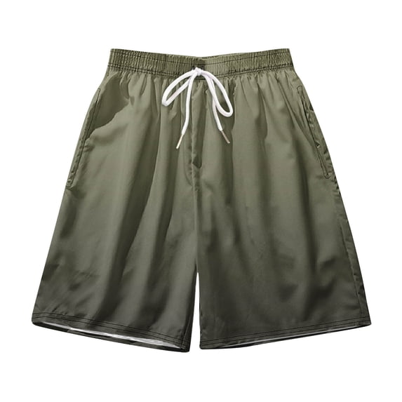IYTR Mens Beach Shorts Drawstring Elastic Waist Shorts Summer Gradient Color Plus Size Loose Shorts Relaxed Workout Shorts Army Green XL