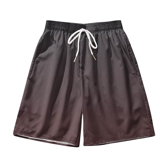 IYTR Mens Beach Shorts Drawstring Elastic Waist Shorts Summer Gradient Color Plus Size Loose Shorts Relaxed Workout Shorts Coffee XXXXXXXXL