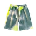 thumbnail image 1 of IYTR Mens Beach Shorts Summer Tie-Dye Drawstring Elastic Waist Shorts Wide Leg Shorts With Pocket Tropical Hawaiian Beach Shorts Green L, 1 of 3