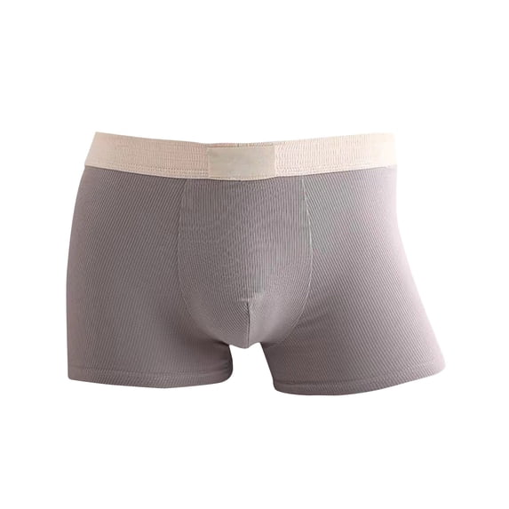IYTR Mens Boxer Briefs Comfy Threaded Flat Bottom Pants Patchwork Briefs Mid Waist Briefs Gray L