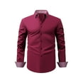 thumbnail image 1 of IYTR Mens Button Up Shirts Long Sleeve Business Casual Stylish Lapel Work Office Dress Shirt (Wine,M), 1 of 7