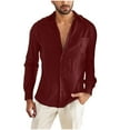 thumbnail image 1 of IYTR Mens Button Up Shirts Long Sleeve Cotton Shirt Casual Solid Lightweight Shirt Work Office Dress Shirts (Wine,L), 1 of 7