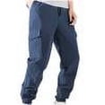 thumbnail image 1 of IYTR Mens Cargo Pants Elastic Waist Drawstring Casual Joggers Athletic Baggy Straight Pants Solid Lounge Pocket Trouser Navy M, 1 of 7