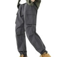 thumbnail image 1 of IYTR Mens Cargo Pants Outdoors Drawstring Jogger Pants with Pocket Comfy Sweatpants Casual Fashion Baggy Pants Hiking Solid Color Trousers (Gray,XXXL), 1 of 3