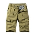 thumbnail image 1 of IYTR Mens Cargo Shorts Drawstring Elastic Waist Cargo Shorts Zipper Button Multi-Pockets Sport Shorts Solid Color Summer Workout Shorts Outdoor Hiking Shorts (Khaki,XL), 1 of 2