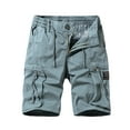 thumbnail image 1 of IYTR Mens Cargo Shorts Elastic Waist Zipper Button Sports Cargo Shorts Multi-Pockets Casual Solid Color Workout Shorts Outdoor Hiking Shorts Sweatpants Summer Shorts (Blue,XXL), 1 of 7