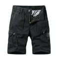 thumbnail image 1 of IYTR Mens Cargo Shorts Elastic Waist Zipper Button Sports Cargo Shorts Multi-Pockets Casual Solid Color Workout Shorts Outdoor Hiking Shorts Sweatpants Summer Shorts (Black,XXL), 1 of 1