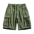 thumbnail image 1 of IYTR Mens Cargo Shorts Multiple Pockets Drawstring Elastic Waist Button Cargo Shorts Hiking Shorts Casual Outdoor Hiking Shorts Sweatpants Solid Color Summer Athletic Shorts (Green,S), 1 of 4