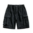 thumbnail image 1 of IYTR Mens Cargo Shorts Multiple Pockets Drawstring Elastic Waist Button Cargo Shorts Hiking Shorts Casual Outdoor Hiking Shorts Sweatpants Solid Color Summer Athletic Shorts (Black,S), 1 of 4