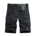 thumbnail image 1 of IYTR Mens Cargo Shorts Zipper Button Multi-Pockets Sports Cargo Pants Summer Athletic Shorts Casual Hiking Shorts Sweatpants Solid Color Outdoor Shorts (Black,XXL), 1 of 4