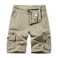 thumbnail image 1 of IYTR Mens Cargo Shorts Zipper Button Outdoors Pocket Cargo Shorts Workout Shorts Casual Hiking Shorts Sweatpants Solid Color Summer Shorts (Khaki,XXXL), 1 of 3
