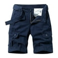 thumbnail image 1 of IYTR Mens Cargo Shorts Zipper Button with Pocket Sports Shorts Casual Outdoor Hiking Shorts Sweatpants Solid Color Athletic Shorts Summer Shorts (Blue 34), 1 of 3