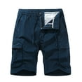 thumbnail image 1 of IYTR Mens Cargo Shorts Zipper Button Pockets Drawstring Elastic Waist Cropped Cargo Shorts Sweatpants Solid Color Summer Athletic Shorts Outdoor Casual Hiking Shorts (Dark Blue,XXXL), 1 of 3