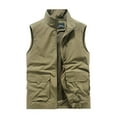 thumbnail image 1 of IYTR Mens Cargo Vest Sleeveless Jacket Zipper Stand-up Collar Coat Relaxed Outdoor Sport Vest Jacket with Pocket Solid Color Khaki XXXXXL, 1 of 3