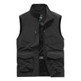 thumbnail image 1 of IYTR Mens Cargo Vest Solid Color Sleeveless Jacket Zipper Stand-up Collar Coat Outdoor Photography And Sports Vest Jacket with Pocket Black-E XXXL, 1 of 3