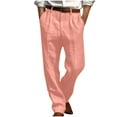 thumbnail image 1 of IYTR Mens Casual Dress Pants Straight Leg Pleated Baggy Pants Solid Color Leisure Yoga Beach Work Dress Pant Trouser (Pink,M), 1 of 6