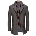 thumbnail image 1 of IYTR Mens Coat Long Sleeve Jacket Button Up Turndown Collar Fashion Wool Coat Business Coat Solid Color Coffee XL, 1 of 5