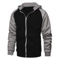 thumbnail image 1 of IYTR Mens Color Block Zip Up Jacket Hoodie Fleece Workout Hooded Sweatshirts Coats Loose Sportwear with Pocket (Black,XL), 1 of 9