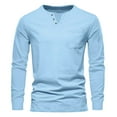 thumbnail image 1 of IYTR Mens Linen Shirts Fall/Winter Fashion Solid Color Long Sleeve Sweater Slim Fitness Athletic Tops Shirts Casual Button-Up V-Neck Sky Blue XXL, 1 of 3