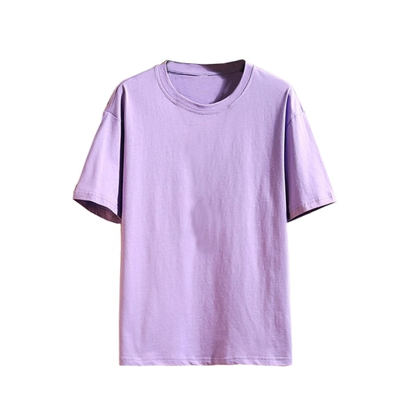 IYTR Mens T Shirt Fashion Casual Comfy Summer Solid Color Short Sleeve T Shirts Base Tshirts Fitness Sports Shirts Pullover Crew Neck Purple XL