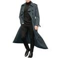 thumbnail image 1 of IYTR Mens Double Breasted Trench Coat Long Sleeve Notched Lapel Casual Slim Fit Long Windbreaker Overcoat with Belt (Dark Gray,XL), 1 of 6